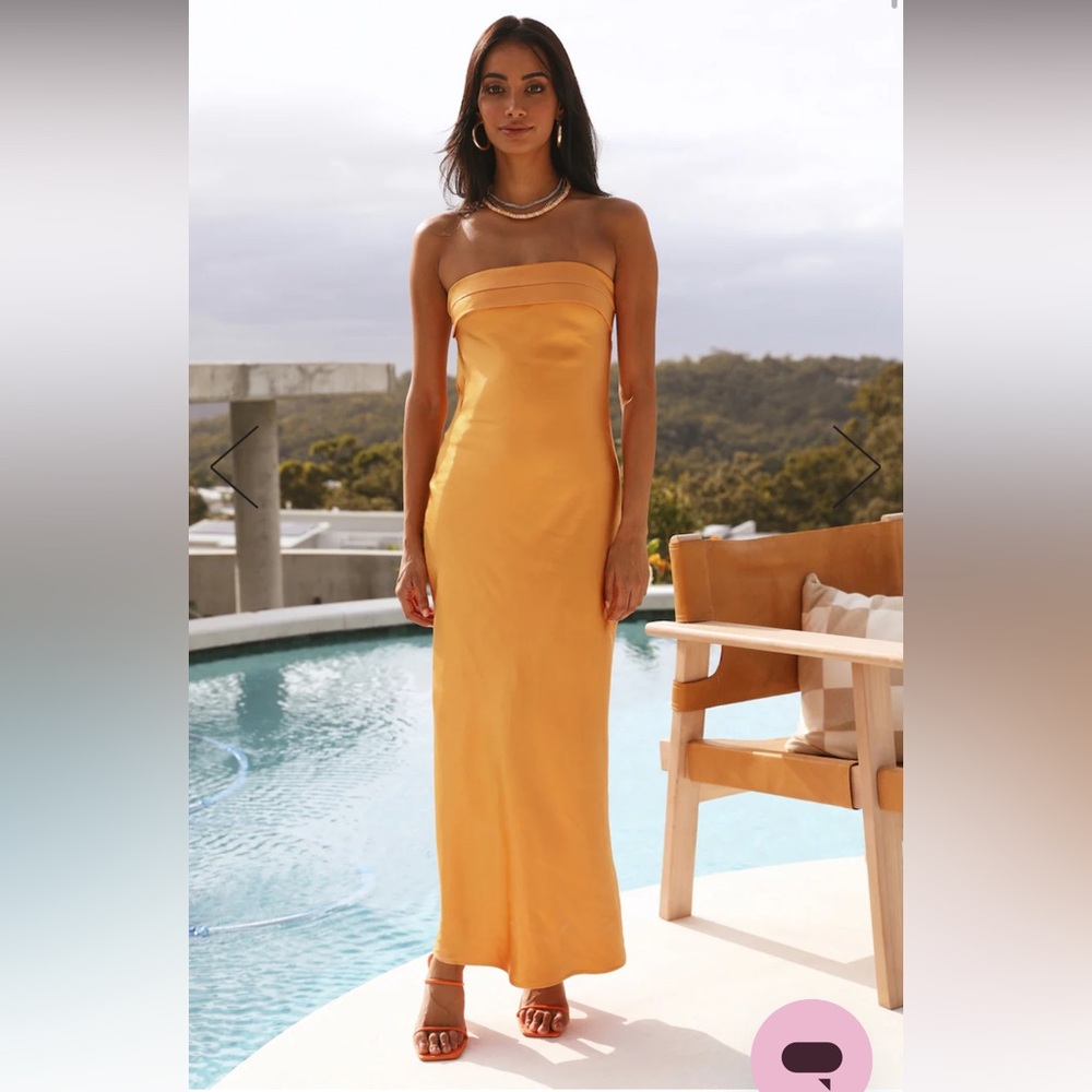 RUN TO THE TOP SATIN MAXI DRESS GOLDEN